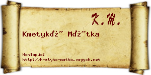 Kmetykó Mátka névjegykártya